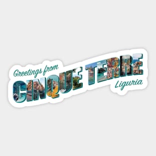 Greetings from Cinque Terre in Liguria Vintage style retro souvenir Sticker